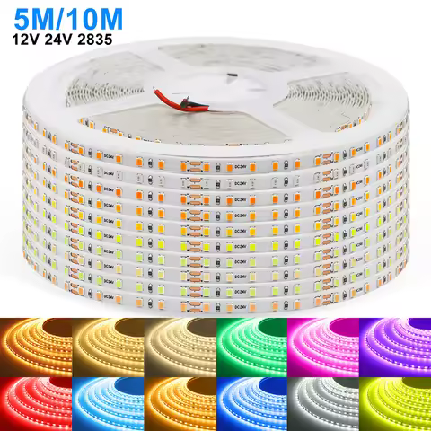 Ultra Thin 5mm PCB LED Strip Light 12V 24V 5m 10m 2835 120Leds/m 13 Colors RA85 Flexible Ribbon Tape