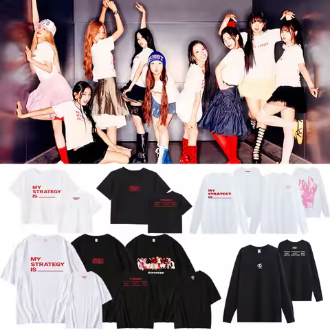 KPOP Twice 14th Mini Album STRATEGY Oversized T Shirt Momo Sana Mina Jeongyeon Tzuyu Jihyo 100% Cott