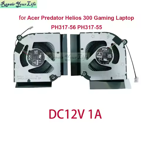 DC12V NoteBook CPU GPU Cooling Fans for Acer Predator Helios 300 PH317-55 PH317-56-70XJ Gaming Lapto