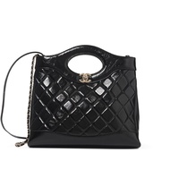Chanel Black Quilted Lambskin Small 31 Shopping Bag Pale Gold Hardware, 2024