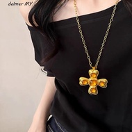 DELMER Cross Bow Necklace, Exquisite Neck Jewelry Vintage Flower Necklace, Fashion Exaggerate Long N