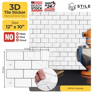 White Subway 3D Tiles Sticker Kitchen Bathroom Wall Tiles Sticker Self Adhesive Backsplash Clever Mosaic 12x10 inch 30x25cm Mosaic Self Adhesive Wallpaper Sticker PVC 3D Waterproof Oilproof Ceramic Tiles Stickers DIY Home Decor Kitchen Bathroom Toilet