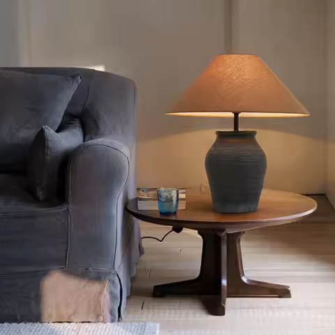 E27 Table Lamp Lampshade Linen Fabric Shell Japanese Zen Rattan Hand Woven Lamp Cover Wabi-Sabi Styl