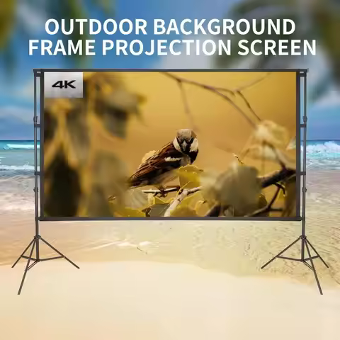Portable Projector Screen with Background Stand Outdoor Movie Screen 120 Inch 16:9 Light-Weight Easy