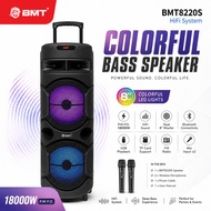 BMT-8220S Bluetooth Karaoke Speaker Dual 8 Inch 40W Super Bass Portable Party DJ Speaker Wireless Mi