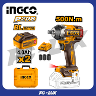INGCO ชุดบล็อกกระแทกแบตเตอรี่ไร้สาย 20v รวมแบตและที่ชาร์จ CIWLI2050