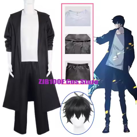 Anime Knight Killer Sung Jin-woo Jinwoo Cosplay Costume WigShun Mizushino Trench Coat Woemen Men Hal
