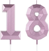 18th Birthday Candle Pink Number 18 Candles 3D Design Cake Topper Decorations Happy Birthday Candle 
