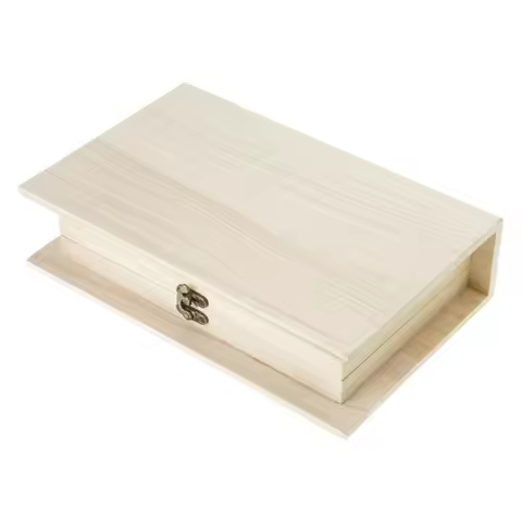 Rectangular Wooden Box With Lid Hinged Lockable Jewellery Display Case Desktop Organiser for Jewelry
