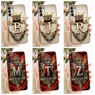 Motorola Moto G71 5G Cover Case Luxury Crown A-Z Letters 2D Flat Pattern Soft Phone Case XT2169-1 XT