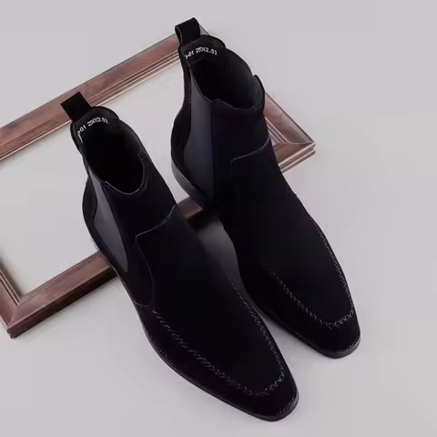 Men's Shoes Chelsea Boots Fashion Chelsea Boots Men's Suede Ankle Boots Autumn Winter Warm Shoes Fro