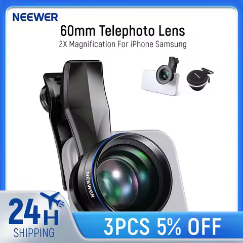 NEEWER 60mm Telephoto Lens with 17mm Thread Phone Lens Clip & 67mm Filter Adapter Ring, 2X Magnifica