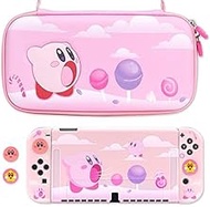 BelugaDesign Kirby Bundle | Cute Kawaii Anime Smash Pink Pastel White Carry Case Cover Thumb Grips | Protective Travel Accessory Set | Compatible with Nintendo Switch OLED (OLED Bundle)