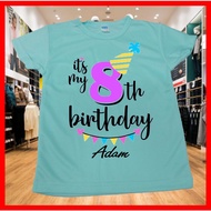 Girl Birthday 8th, 9th, 10th, 11th, 12th, 13th, 14th, 15th T Shirt / BAJU BIRU / Tulis Nama Free / C