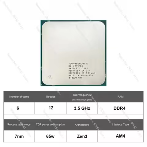 AMD Ryzen 5 5600 CPU AMD R5 5600 Processor 4.4GHz 6-Core 12-Thread 32MB Cache Socket AM4 Desktop PC 