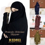 Grosir Set Setelan French Khimar Resleting Zipper Baju Muslimah Syari