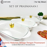 HCSTORE [ SET ISI 3 ] Prasmanan Keramik Tutup Kaca Crown Tempat lauk keramik piring saji piring lauk
