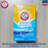 Arm & Hammer™ Clean Scentsations Fabric Softener Sheets Purifying Waters 100 Sheets แผ่นอบผ้า กลิ่นห