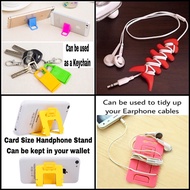 Card Size Handphone HP Phone Keychain Stand Holder Childrens Day Earphone Cable Wire Winder Organise