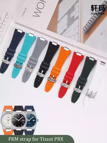 27mm Vintage Flurorubber Watch Strap For Tissot PRX High Quality FKM Watchband men's Bracelet watch 