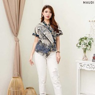 Maudy Atasan Batik Lengan Panjang Wanita Model Kimono Blouse Batik