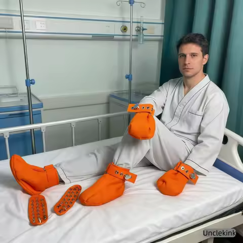 Safety Restraint Set Anti-Scratch Mittens & Lockable Shoes For Agitated Dementia Elderly ABDL Medica
