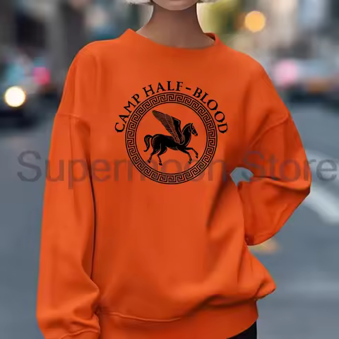 Camp Half-Blood Orange Merch Crewneck Unisex Long Sleeve Streetwear Women Men Pullover Sweatshirt