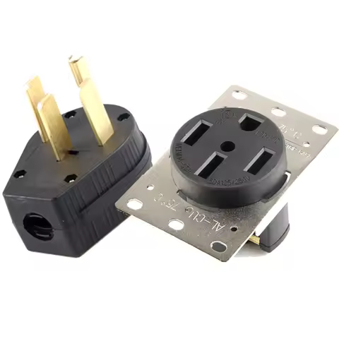 Black America 50A Nema L14-50P L14-50R US 4 pole Industry Power Electric Wired Connector Male Female