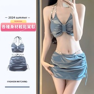 • Momona Silver High-End Sexy Separate Three-Piece Hot Spring Vacation Fashion Bikini Swimsuit 77002