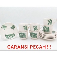 1 Set of 6 Flower Kopitiam Cups and Coasters - Kopitiam Cups - Coffee Cups 1 Set of 6 Flower Kopitia