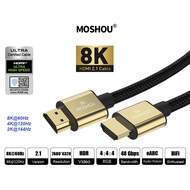 MOSHOU 8K UHD HDMI 2.1 Cable UHD (3D HDR VRR ALLM eARC Dolby Atmos HDCP2.2) 8K HDMI to HDMI Cable