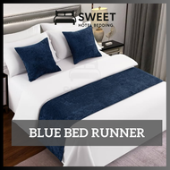 SWEET Blue Bed Runner Hotel / Bed Decoration - ALL SIZE For Hotel & Airbnb