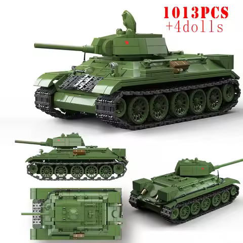 Military Soviet T-34 Medium Tank Building Blocks WW2 Army Soldiers Panther KV-2 Tiger I Heavy Tanks 