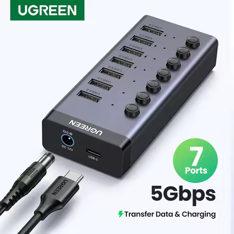 UGREEN USB C Hub 5Gbps 7 Ports USB3.0 Splitter with Individual Switch for MacBook Pro/Air PC Accesso