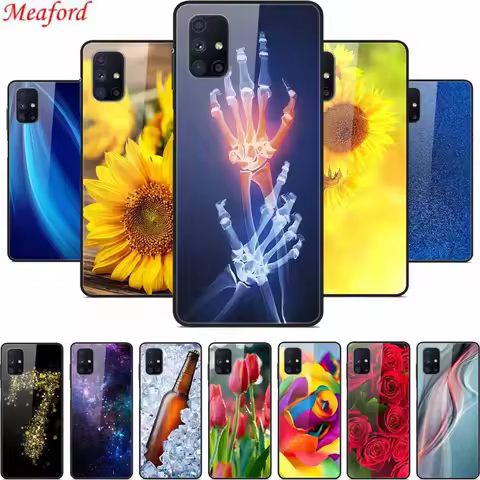 Glass Back Cover For Samsung Galaxy M51 M31 Case Hard Tempered Glass Case For Samsung A71 A51 Case A
