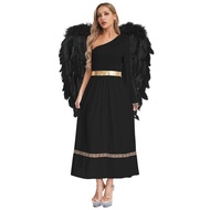 Women Ancient Greece Roman Princess Queen Cosplay Toga Dress And Angel Wing for Halloween Carnival A