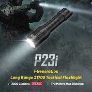 NITECORE P23i ชาร์จไฟฉายที่มีประสิทธิภาพ Luminus SFT-70 3000LM ไฟฉายยุทธวิธี 21700 แบตเตอรี่สำหรับค่