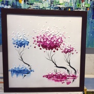 FOUR SEASONS DOTS OIL PAINTING (45X45) - STANDARD PAINTING OF DRAWING Artists