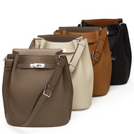 [Ready Stock] Togo Bucket Casual One-Shoulder Vertical Style Genuine Leather Horseshoe One-Shoulder 