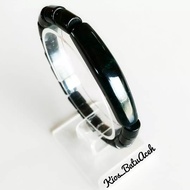 Gelang Batu Giok Hitam Black Jade Original Asli Aceh Tabung Plat Slim
