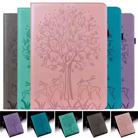Embossed Tree Deer Tablet Cover for Samsung Galaxy Tab a sm t510 Case Wallet Flip Cover For Samsung 
