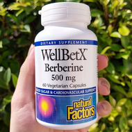 เบอร์แบร์ริน WellBetX Berberine 500 mg 60 or 120 Vegetarian Capsules (Natural Factors®)