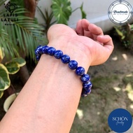 LP-9 สร้อยข้อมือหินแท้ลาพีส ลาซูลี (สีไม่จาง สีไม่ตก) #สีธรรมชาติ Lapis lazuli กำไลลาพีส ข้อมือลาพีส หินมงคล หินนำโชค หินแห่งการหยั่งรู้