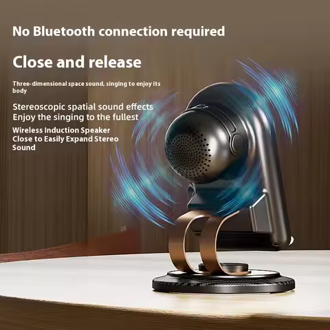 Wireless Speaker with Mobile Phone Stand and Non-Slip Base Induction Mode Speaker for Wireless Charg