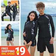 🌹Aibins🌹 YZ1046 3pcs/5pcs Couple Long Sleeve Swimming Suit Women Men Rash Guard 2020 New Korean Swim