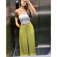 Boho Pants - Highwaist Culottes - Summer Full Elastic Long Pants - Women's Pants