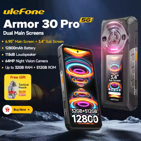 Ulefone Armor 30 Pro 5G Rugged Phone Android 14 Smartphone 6.9" 120Hz 32GB+512GB 12800mAh Night Came