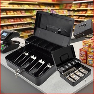 Cash Box with Lock Key and Money Tray Large Money Box for Cash Metal Lock Box for Money Cashier Box