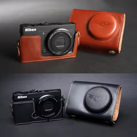 Roadfisher Genuine Real Leather Camera Bag Protect Half Case Full Cover Base Sheath For Nikon P330 P