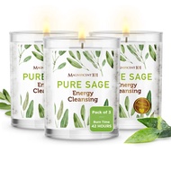 Magnificent 101 Set of 3 Long Lasting Pure Sage Smudge Candles | 42 Hour Burn - 3.5 Oz Each | Made o